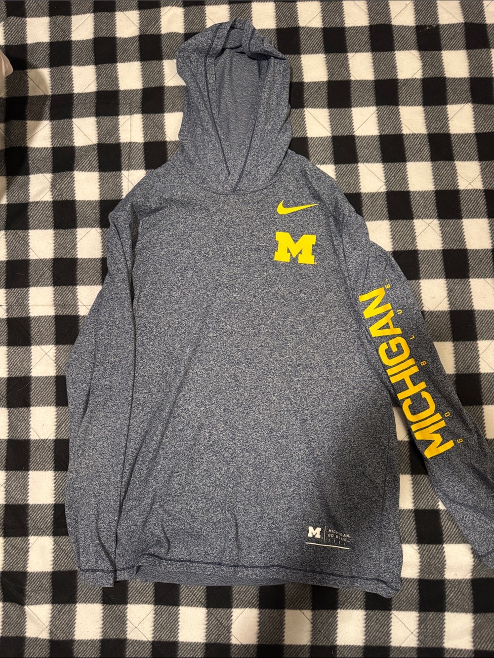 Nike Navy Heathered Hoodie with Yellow Michigan Logos